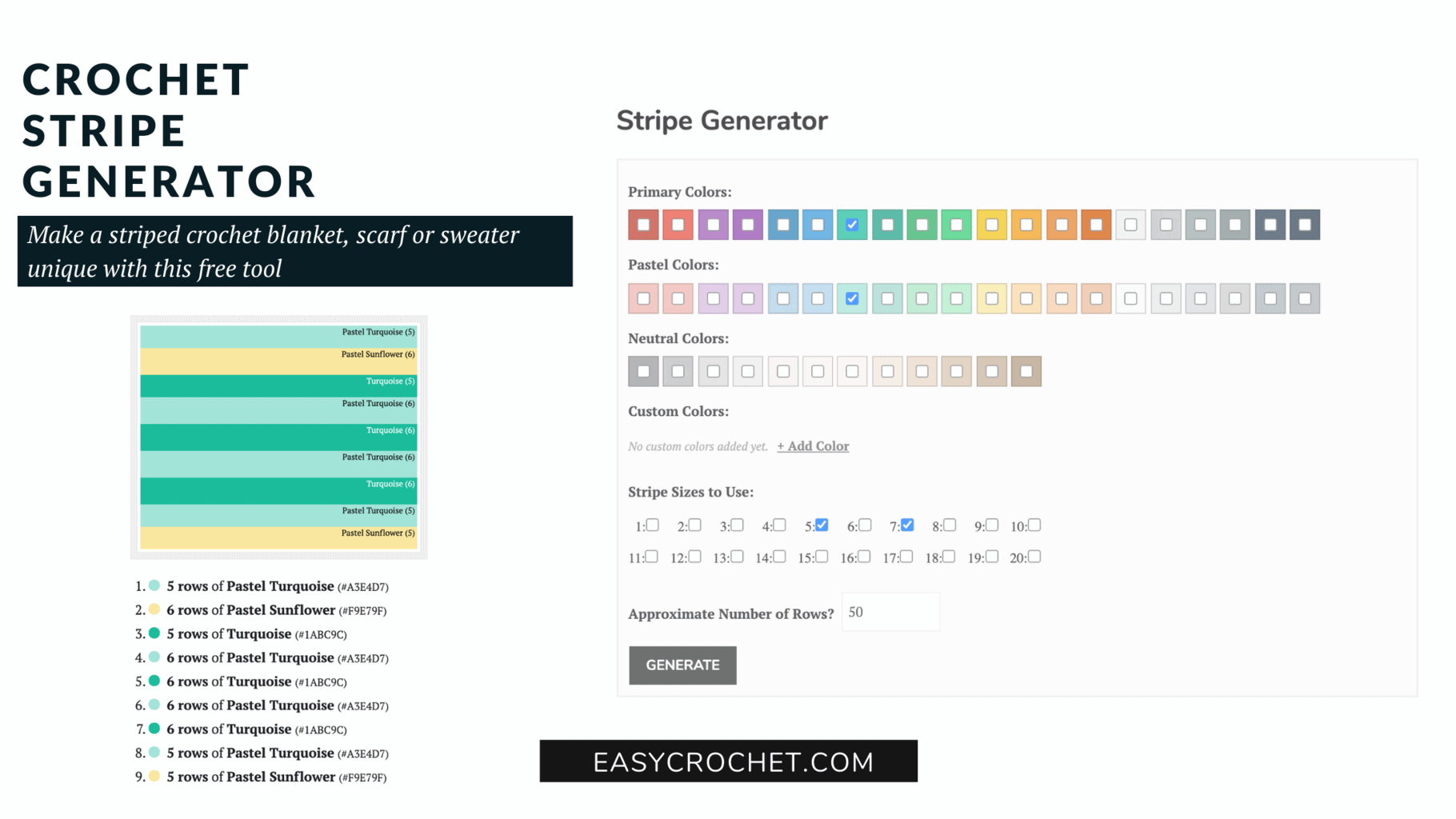 Online Stripe Pattern Generator Easy Crochet Patterns