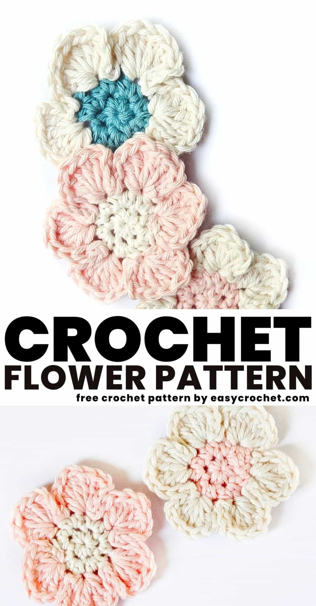 6 Petal Crochet Flower Applique Easy Crochet Patterns