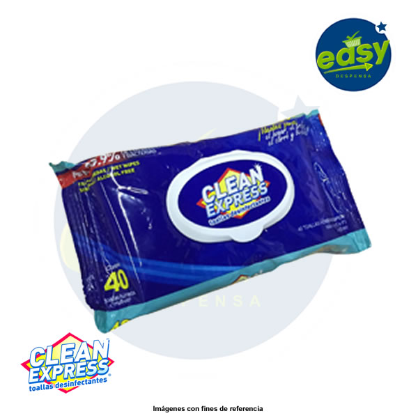 Toallas Desifectantes Clean Express Paquete (40 Toallas) EaSY!