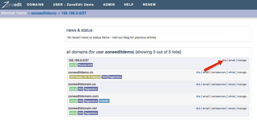 ZoneEdit Reverse DNS