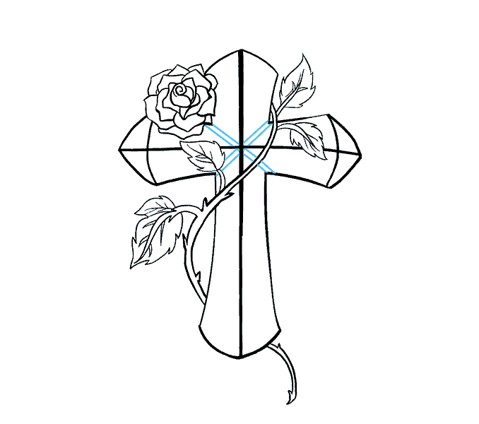 How to Draw a Cross with a Rose Easy Drawing Guides