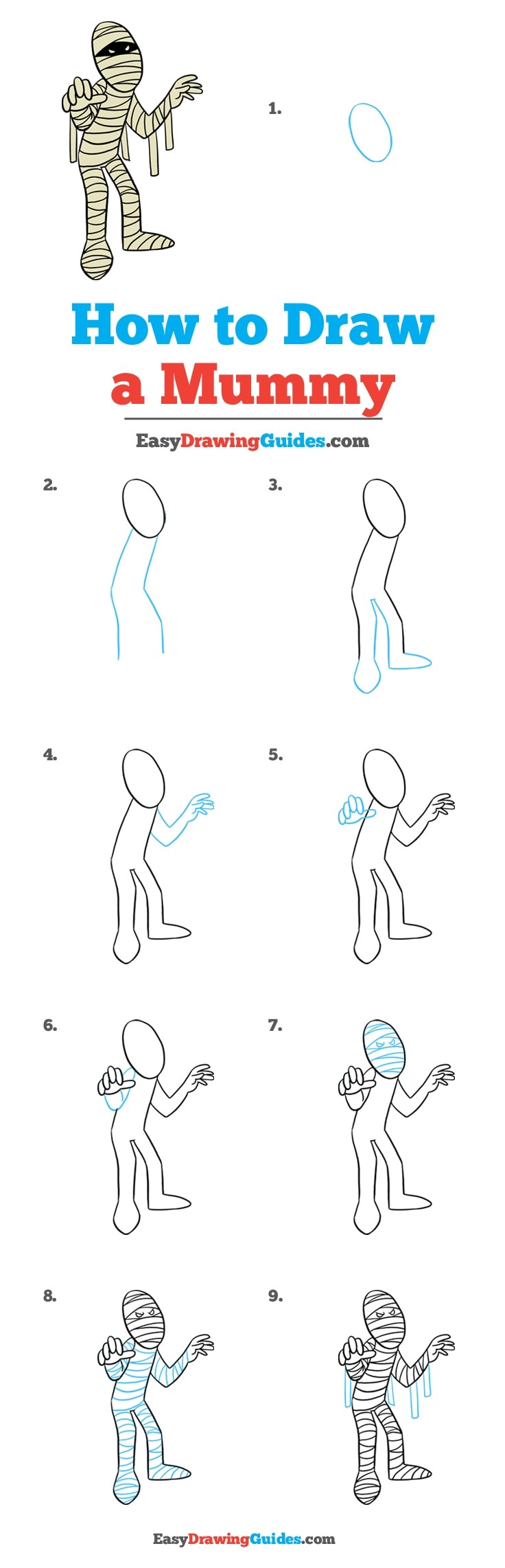 How to Draw a Mummy Really Easy Drawing Tutorial