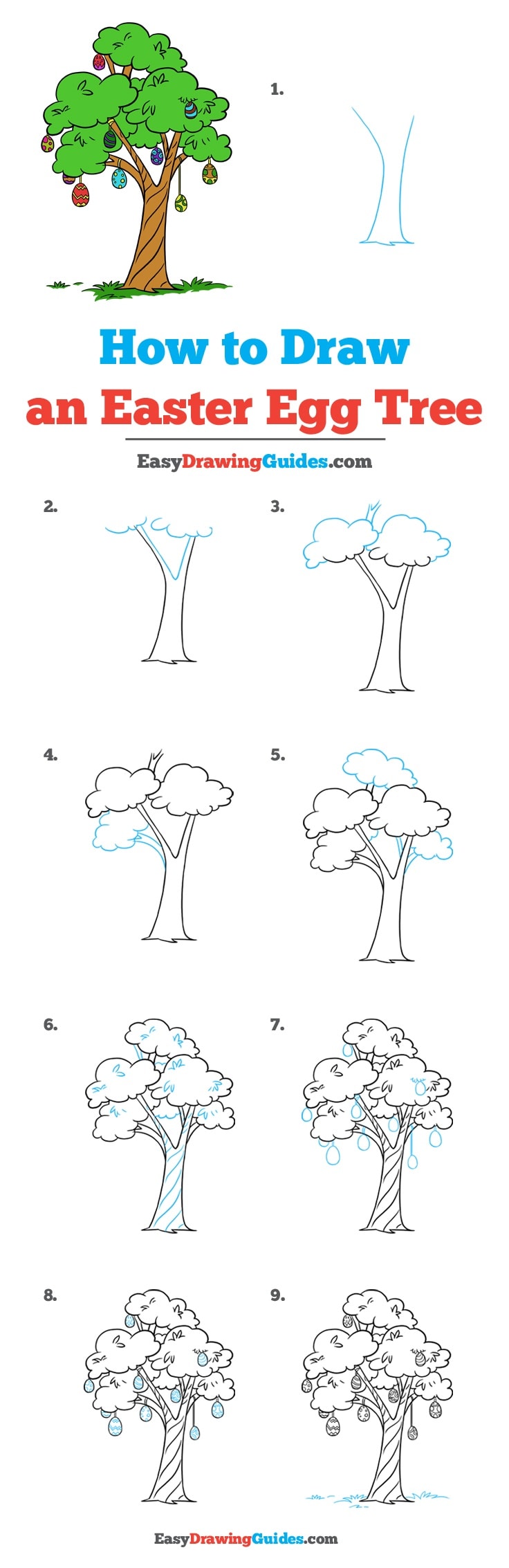 How to Draw an Easter Egg Tree Really Easy Drawing Tutorial