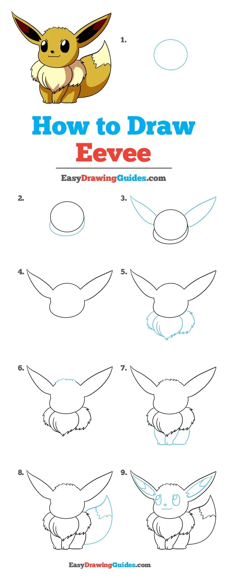How to Draw Eevee from Pokémon Really Easy Drawing Tutorial