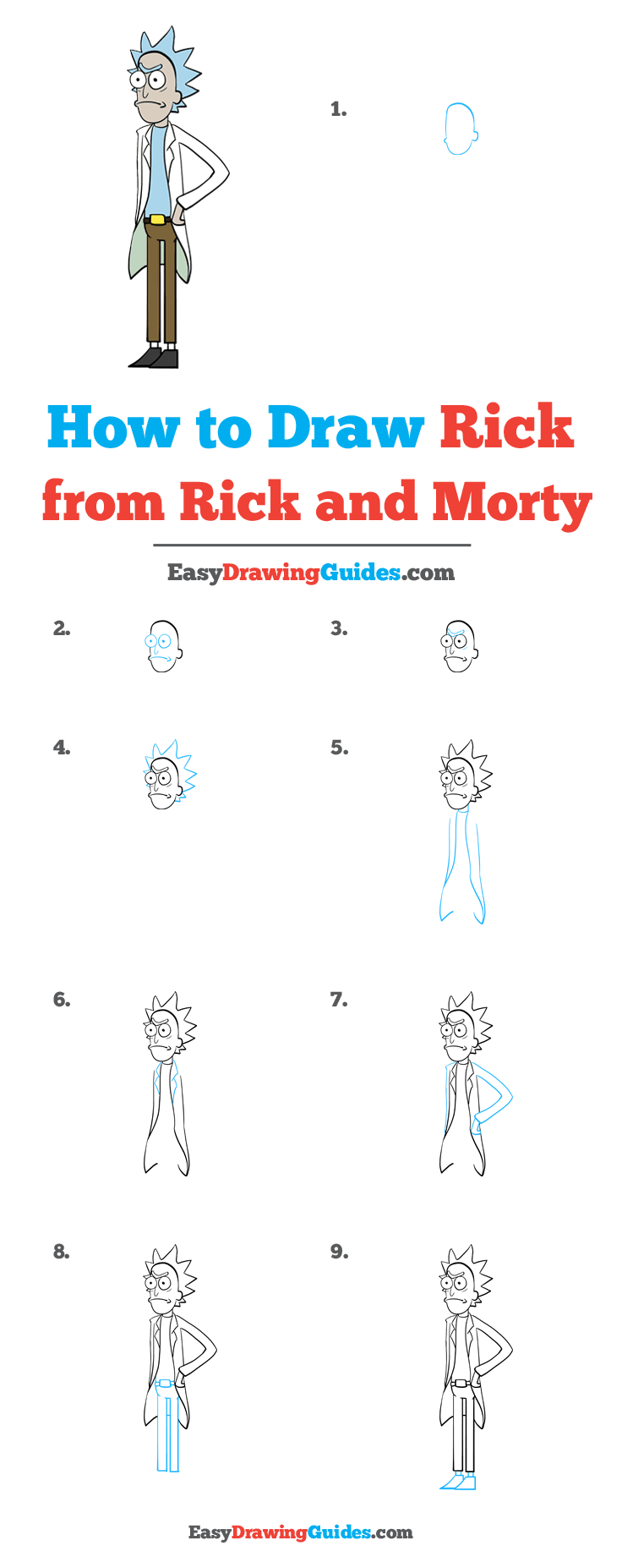 How to Draw Rick from Rick and Morty Really Easy Drawing
