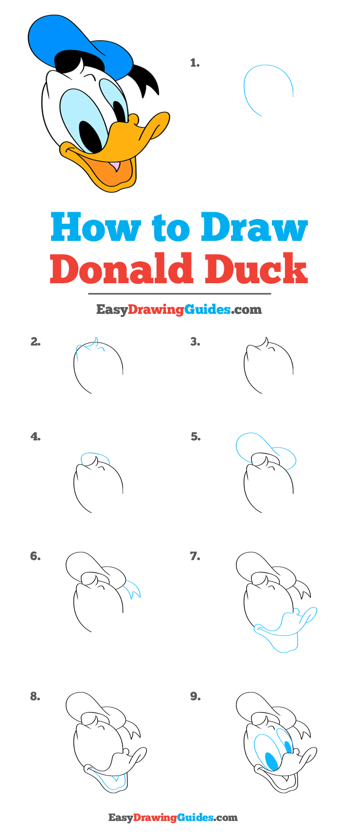 How to Draw Donald Duck Really Easy Drawing Tutorial