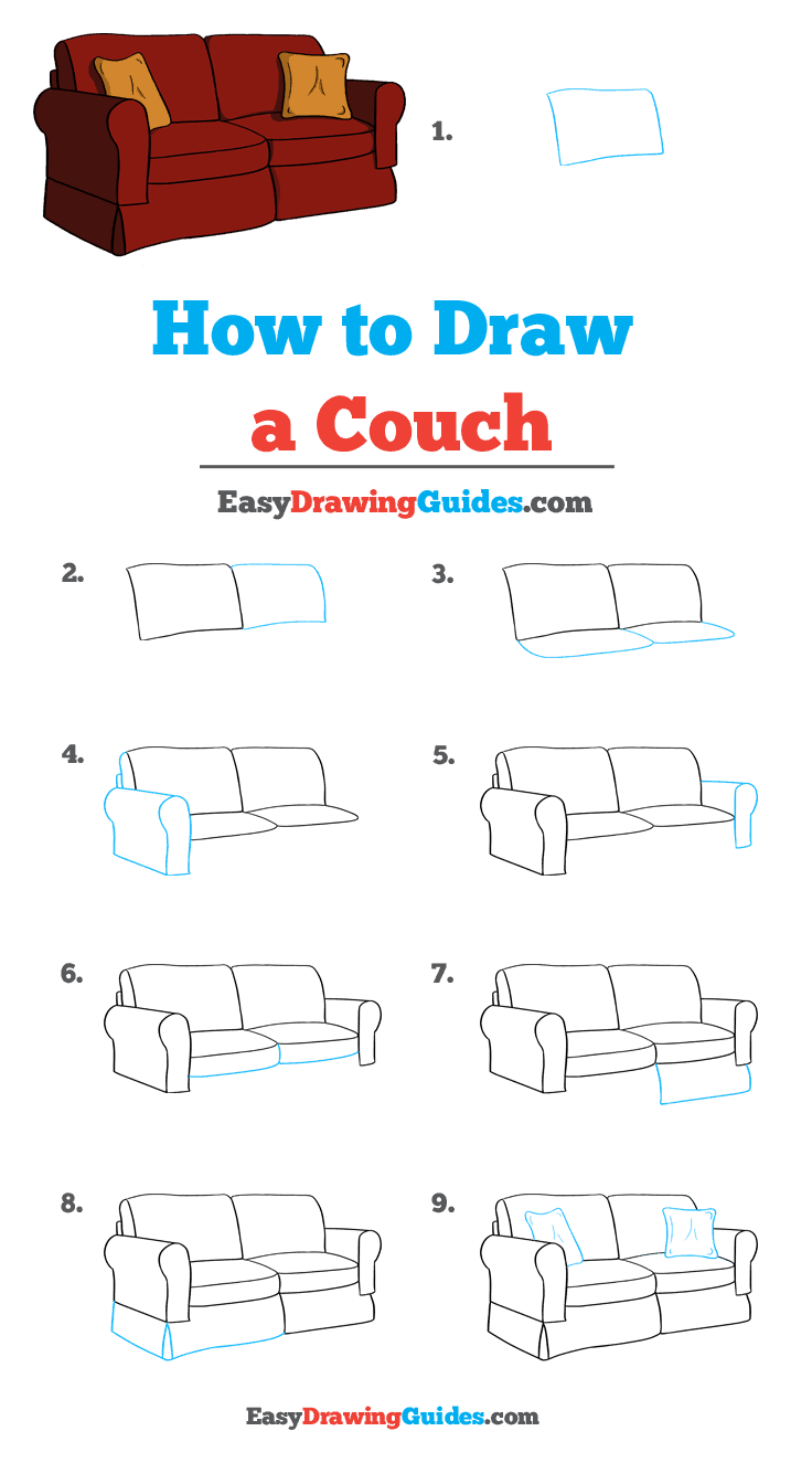 How to Draw a Couch Really Easy Drawing Tutorial(05)