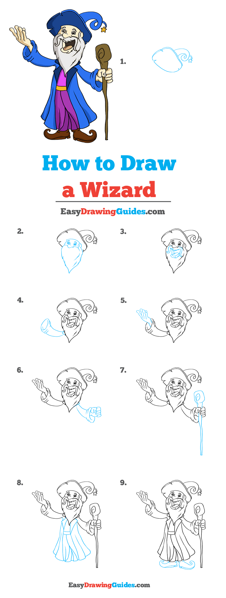 How to Draw a Wizard Really Easy Drawing Tutorial
