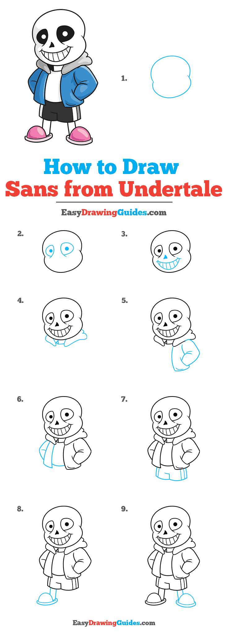 How to Draw Sans from Undertale Really Easy Drawing Tutorial