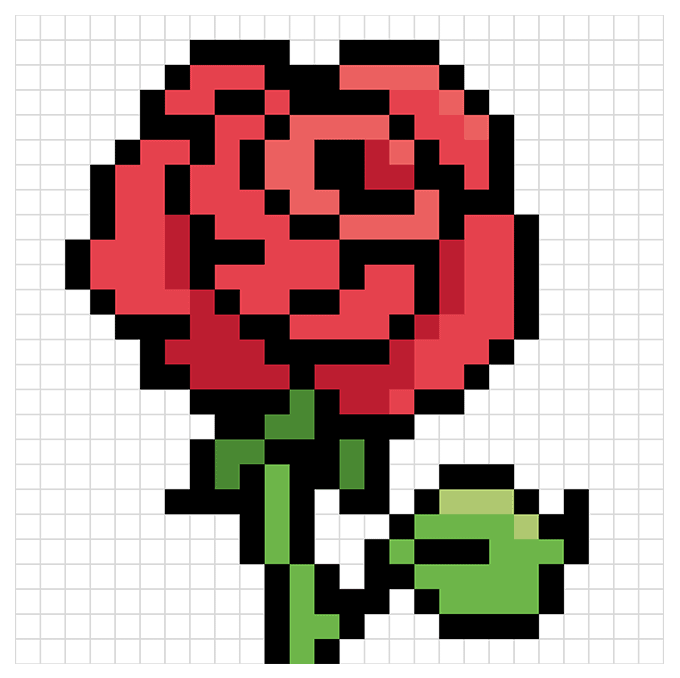 How to Draw a Rose Pixel Art Really Easy Drawing Tutorial