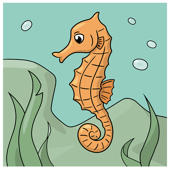 How to Draw a Seahorse Really Easy Drawing Tutorial