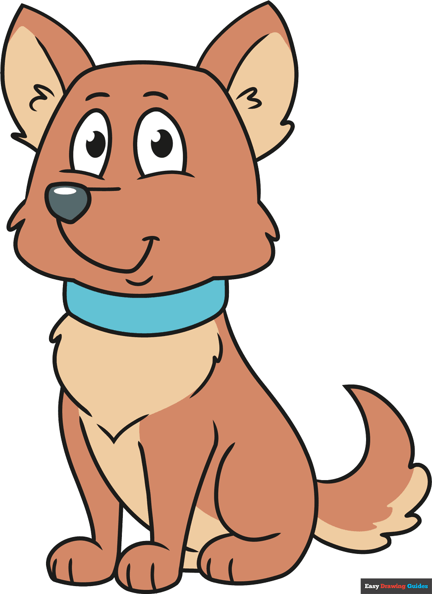 How to Draw a Sitting Cartoon Dog Really Easy Drawing Tutorial