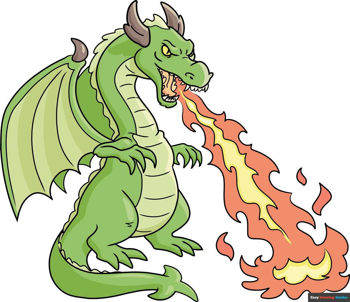 How to Draw a Fire Breathing Dragon Really Easy Drawing Tutorial