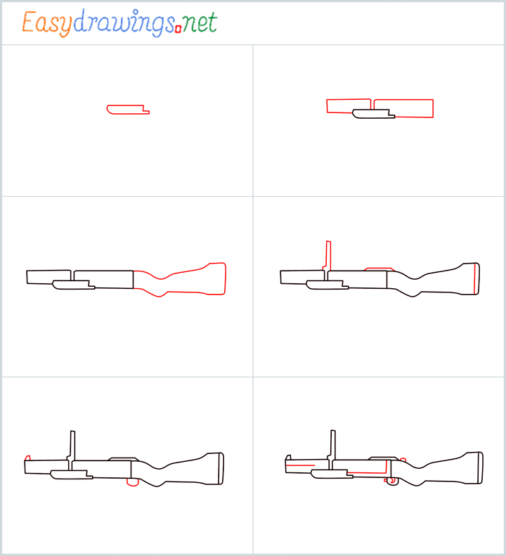 How To Draw M79 Gun Step by Step [6 Easy Phase]