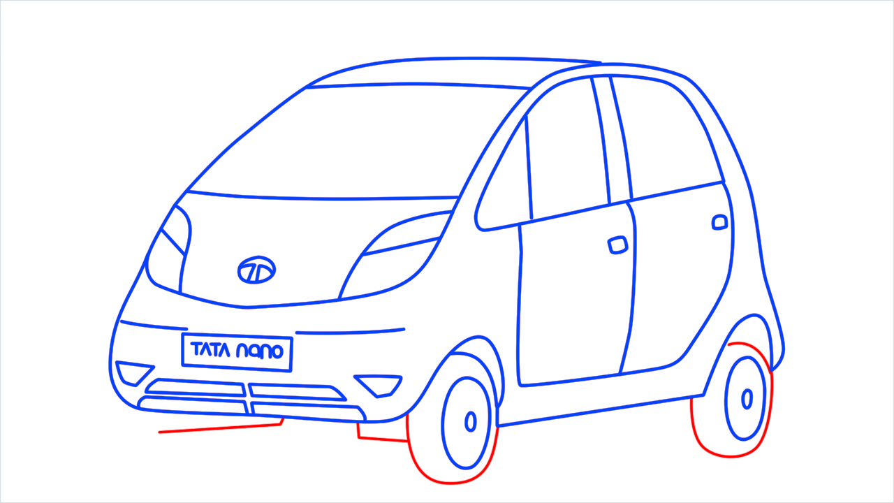 How To Draw Tata nano Step by Step - [13 Easy Phase]