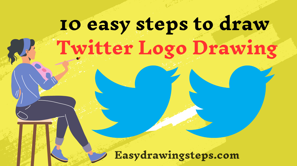 7 easy steps to draw Twitter Logo Drawing Easy Drawing
