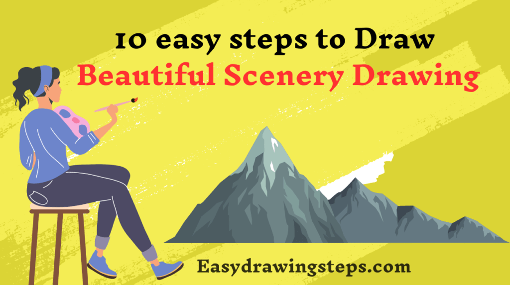 10 easy steps to draw Beautiful Scenery Drawing Easy Drawing
