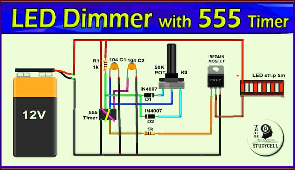 Dimmable LED Lights with 555 timer IC Electronics Projects