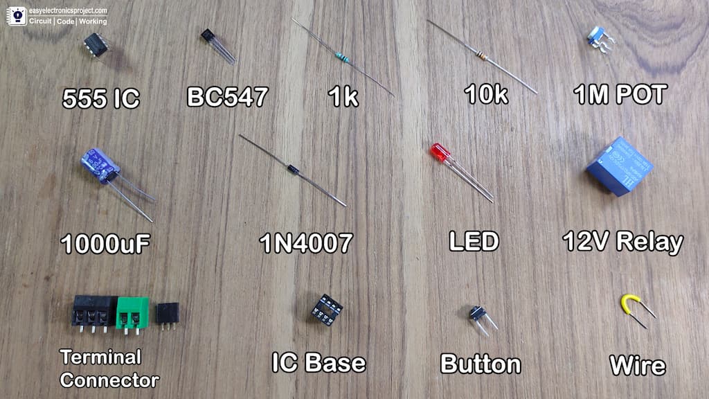 Time Delay Relay circuit using 555 timer IC Electronics Projects