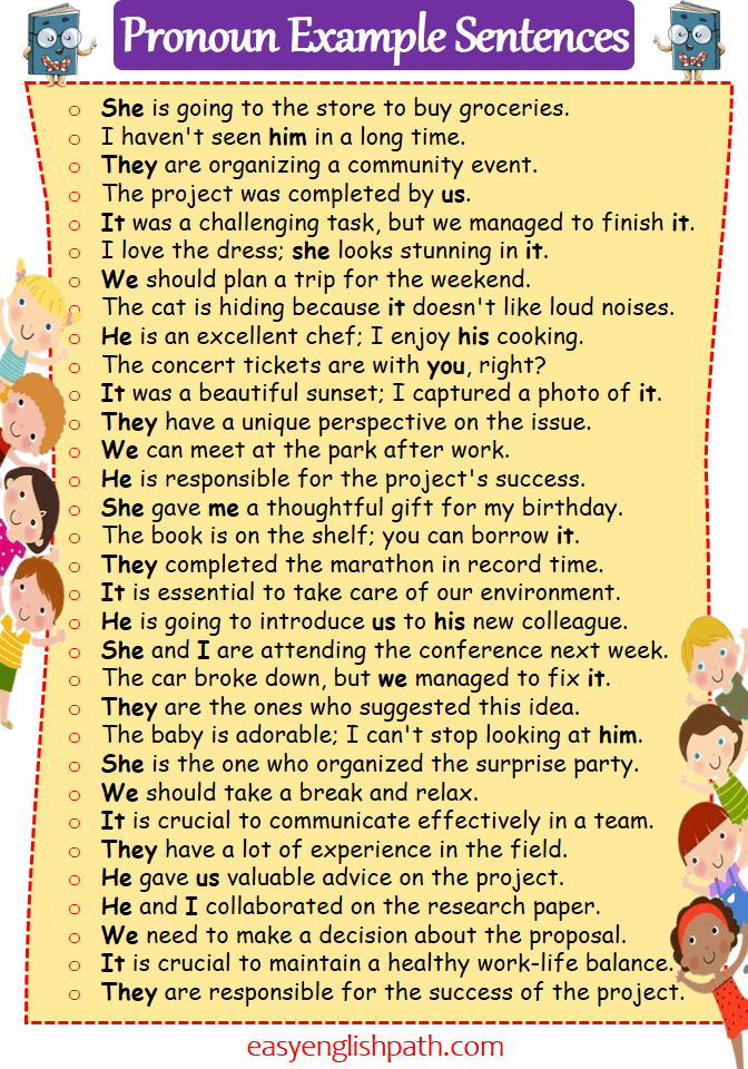 100 Pronoun Examples Sentences in English EasyEnglishPath
