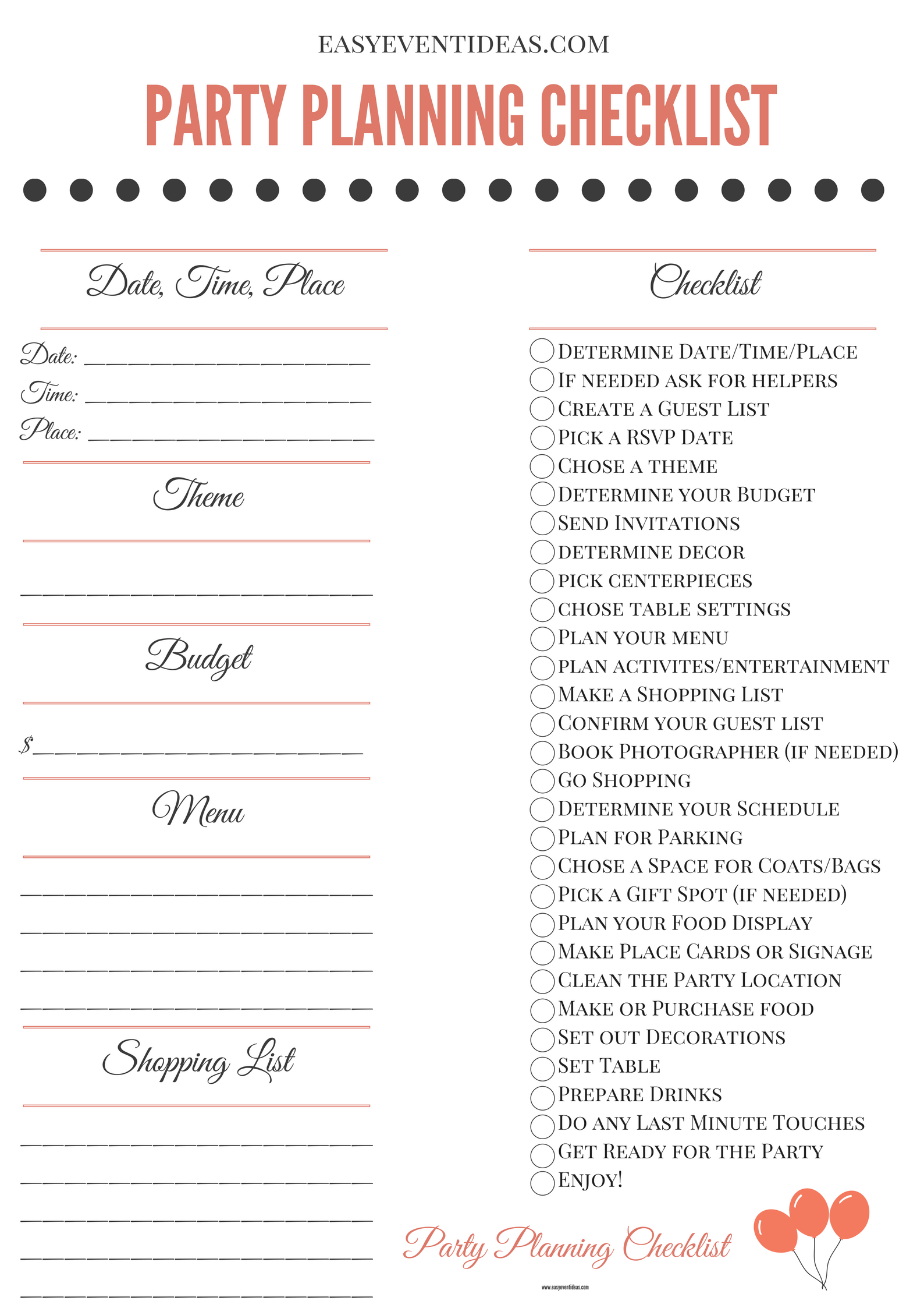 Wedding Planning Guest List Template