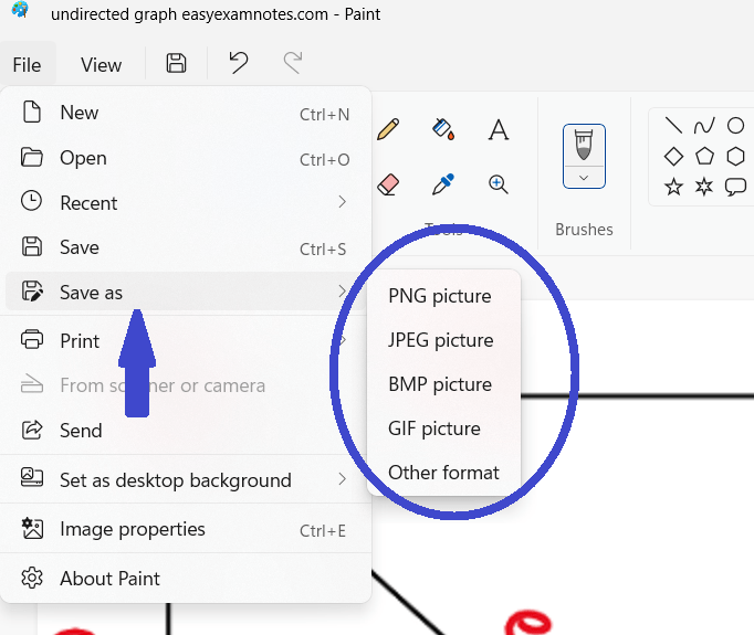 How to use paint tool to create different format images