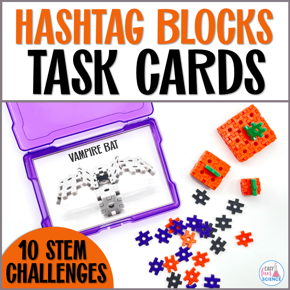 Hashtag Block Task Cards Fall No Prep STEM Challenges Easy Fun Science