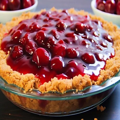 Cherry Pie With Graham Cracker Crust And Streusel Topping