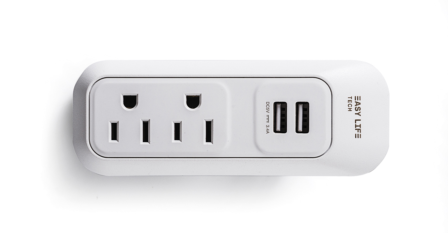 Wall Power Expander 2 AC Outlets 2 USB Ports EasyLife Tech by FAMATEL