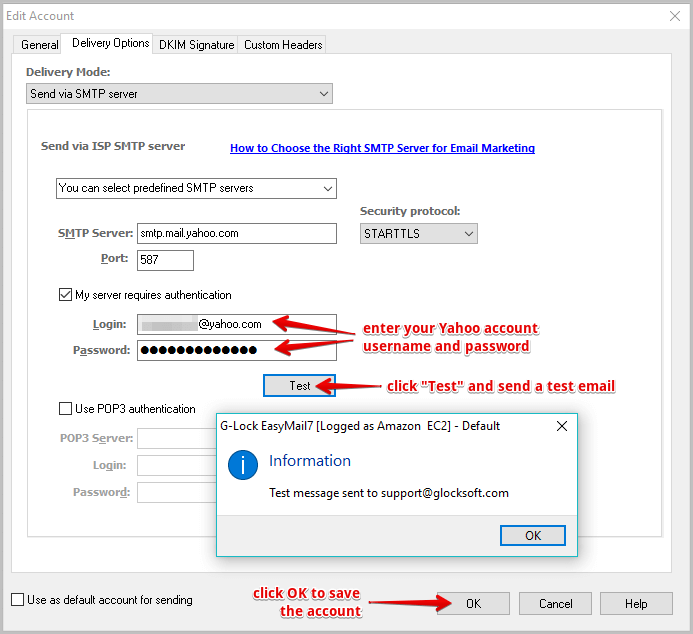 How to Use Yahoo SMTP Settings in EasyMail7 to Send Email Campaigns