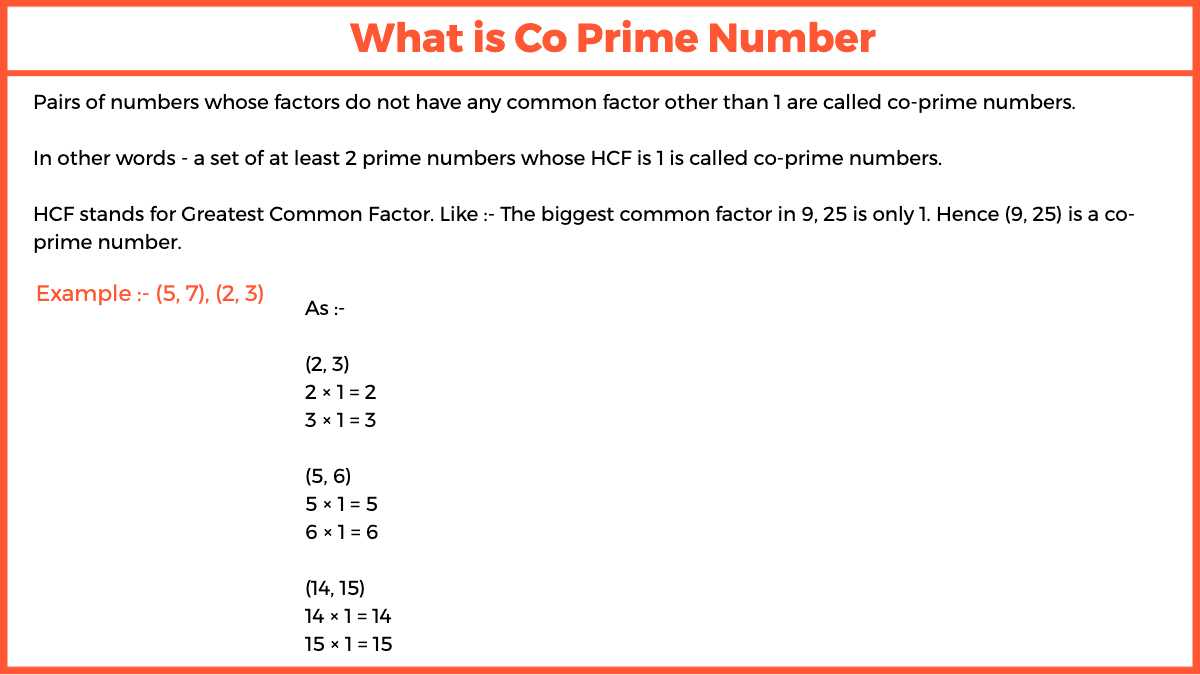 Co Prime Numbers Definition, Properties, List, Examples Easy Maths