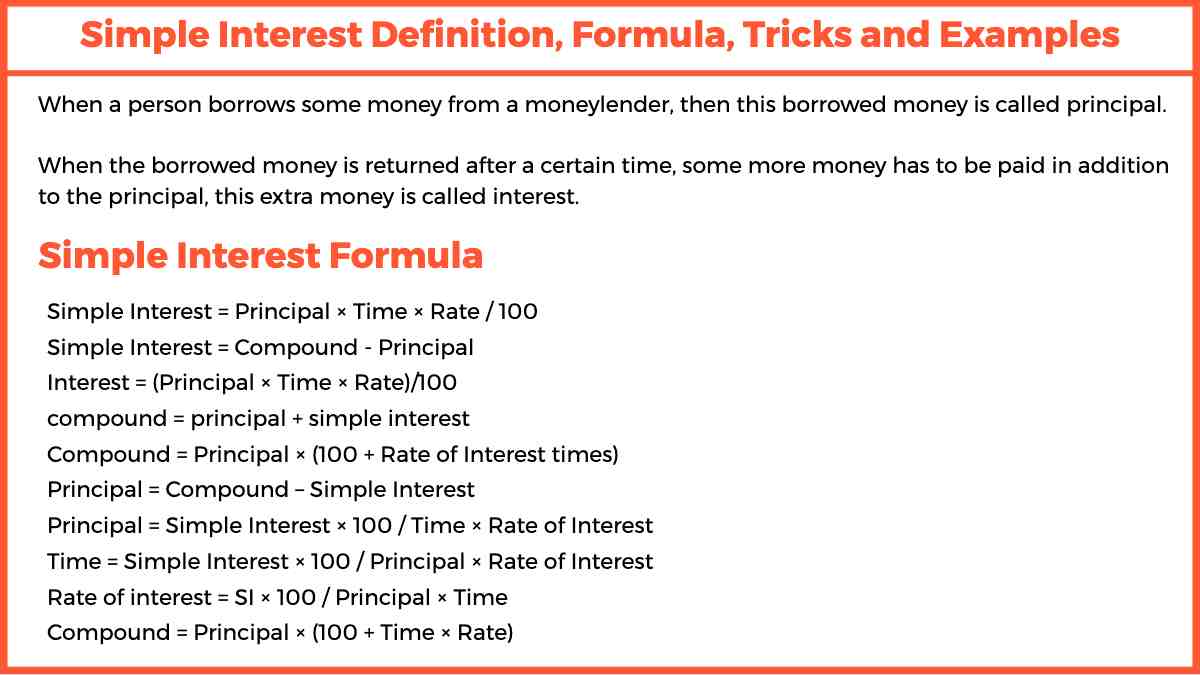 Simple Interest Definition, Formula, Tricks and Examples Easy Maths