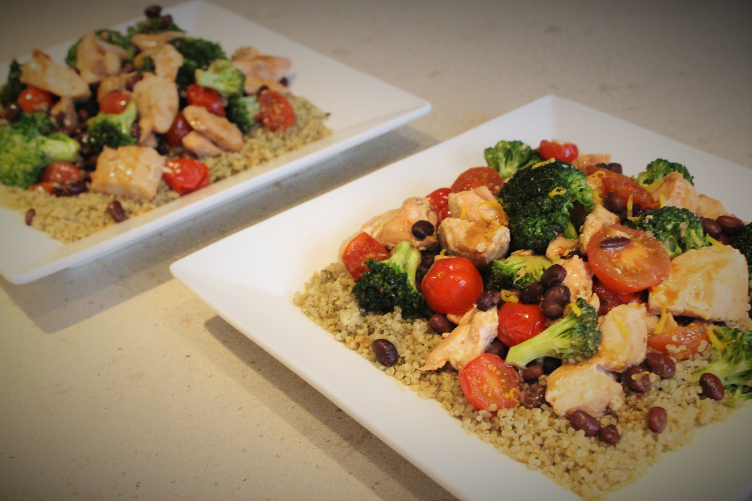 Lemon Salmon with Black Beans & Veggies Easy Peasy Eats