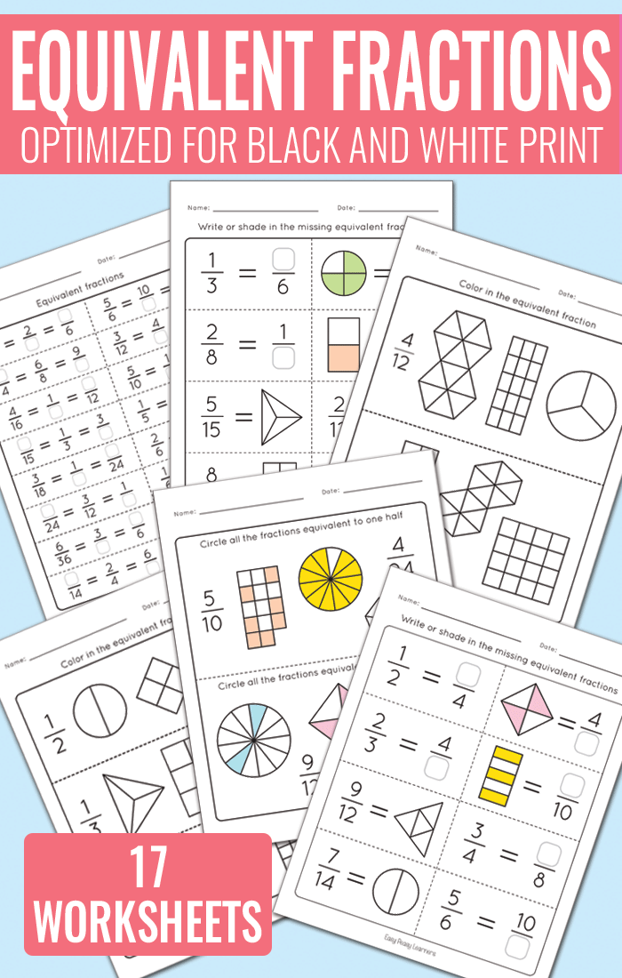 Equivalent Fractions Worksheets - Fractions Unit - Easy Peasy Learners