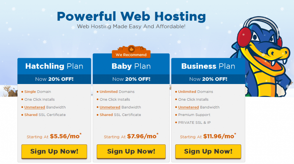 Compare Hostgator Hatching, Baby, and Business Hosting Plan Easy
