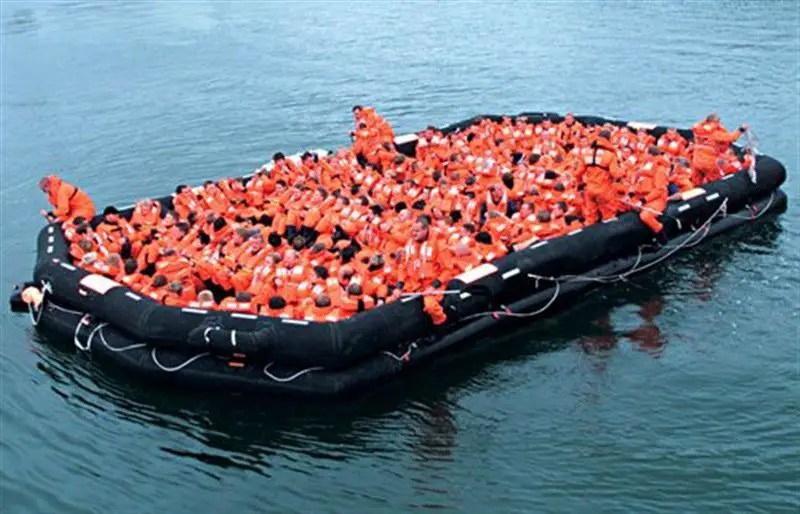 Raft Filled with People Boat Image