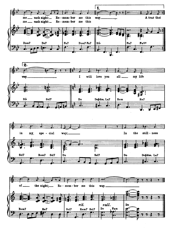 REMEMBER ME THIS WAY Piano Sheet music Easy Sheet Music