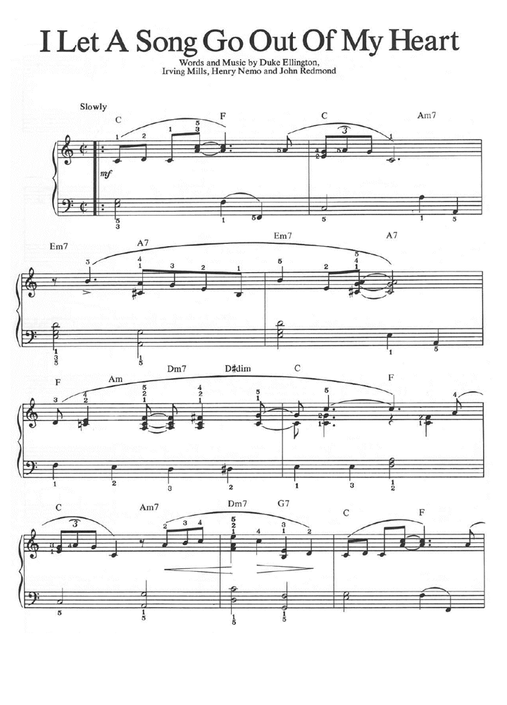 I LET A SONG GO OUT OF MY HEART Piano Sheet music Easy Sheet Music