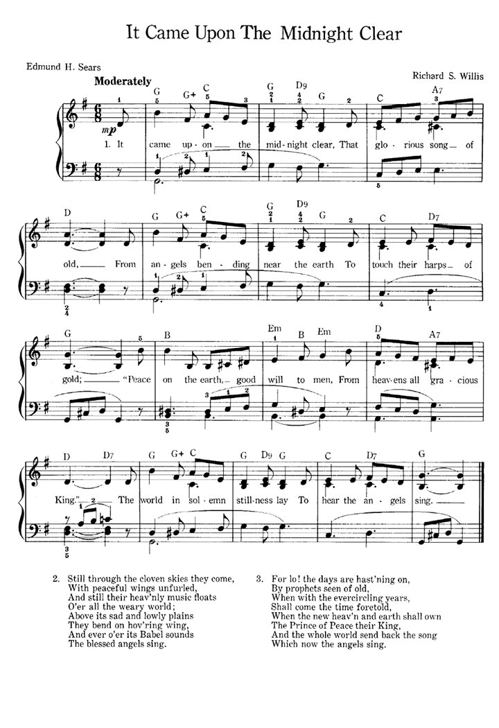 IT CAME UPON A MIDNIGHT CLEAR Easy Piano Sheet music Easy Sheet Music