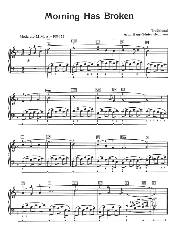 MORNING HAS BROKEN Easy Piano Sheet music Easy Sheet Music