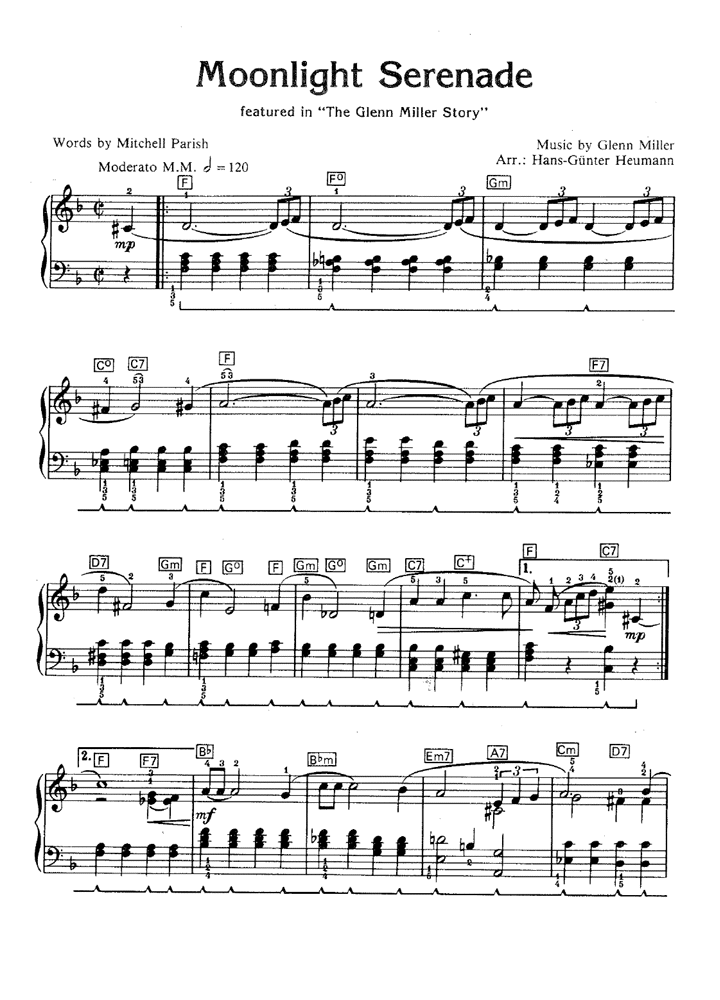 MOONLIGHT SERENADE Easy Piano Sheet music Easy Sheet Music