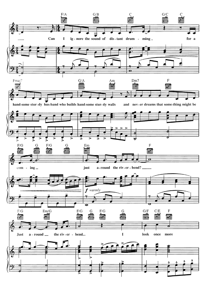 JUST AROUND THE RIVERBEND Piano Sheet music Easy Sheet Music