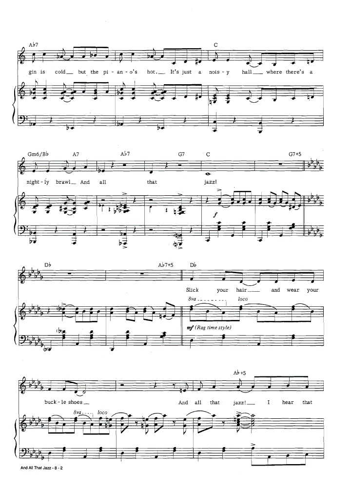 Chicago AND ALL THAT JAZZ Piano Sheet music Easy Sheet Music
