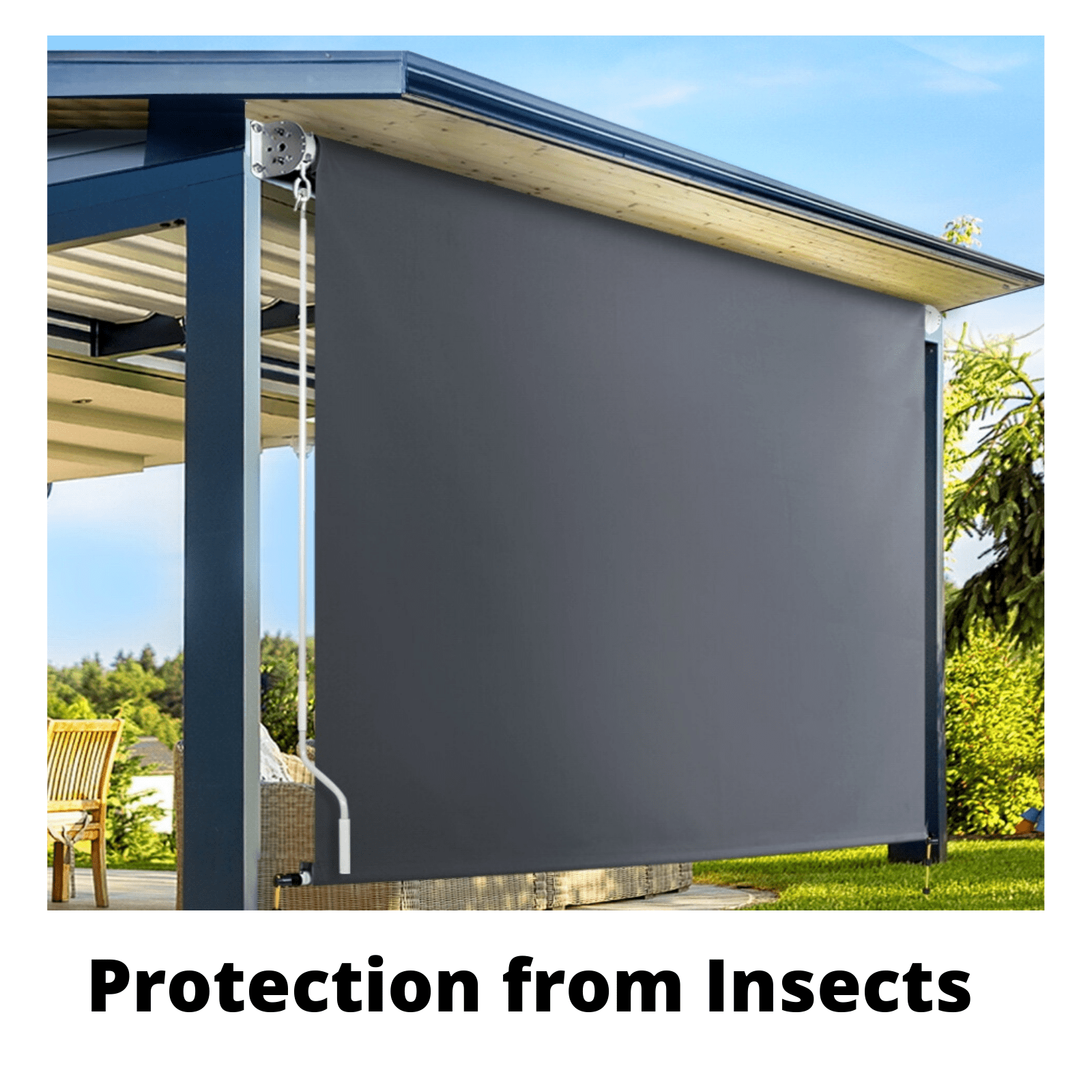 Outdoor Roll Down Blind Retractable Awning Patio Shades Canopy Blinds