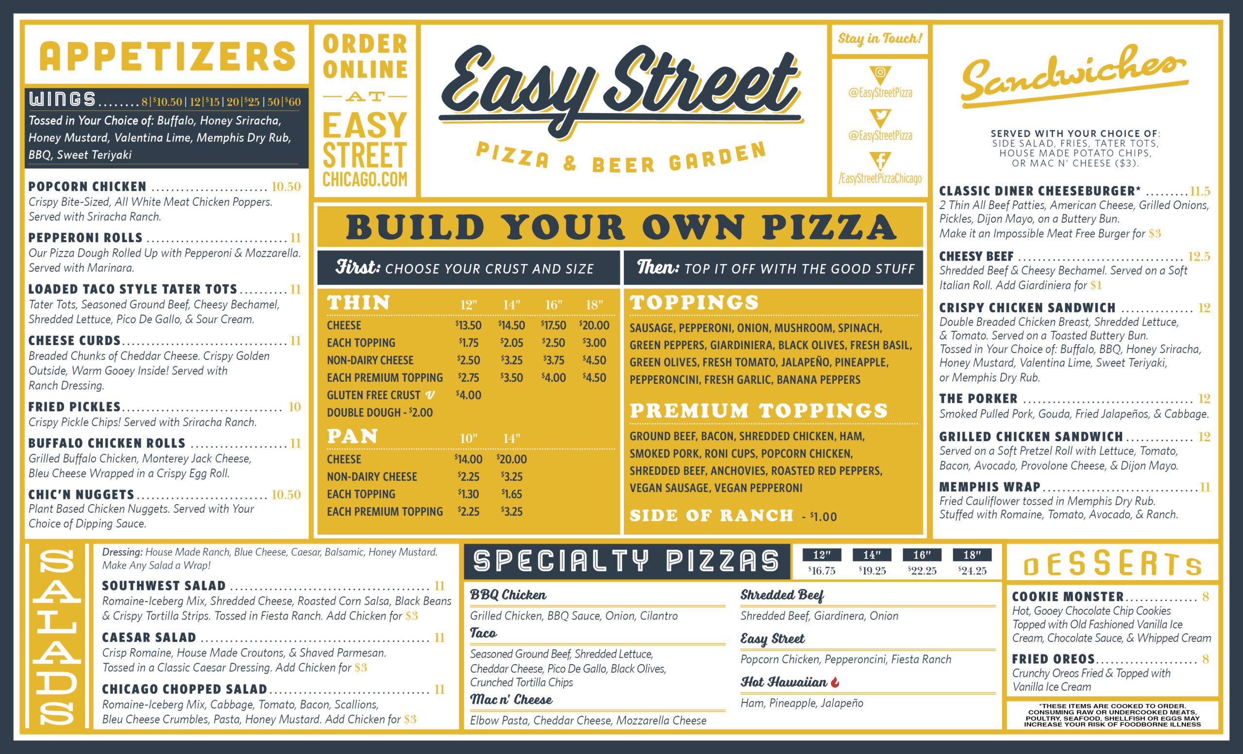 pizza garden menu main street Madonna Bragg