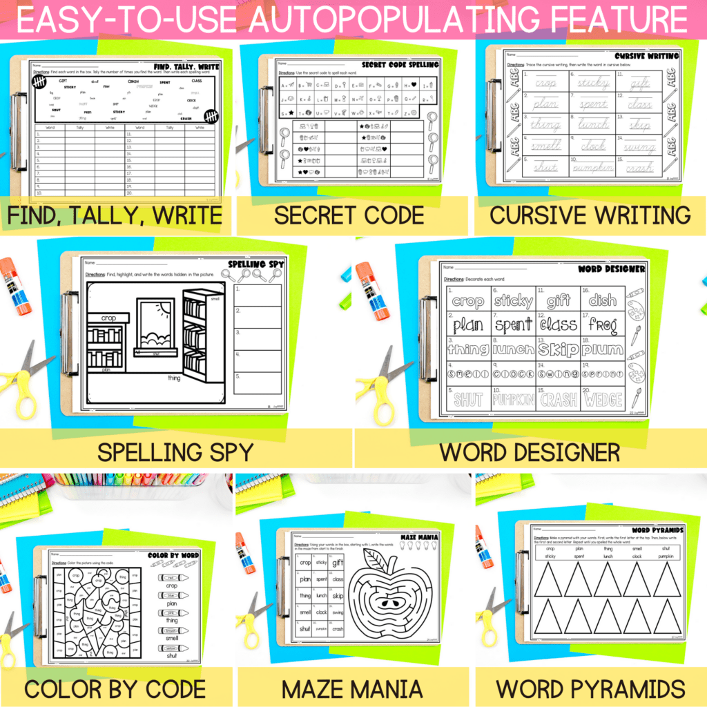 Editable Spelling Worksheets | Spelling Practice | Word Work Worksheets