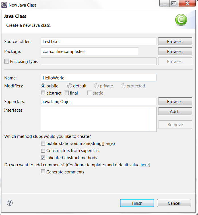 Create a Simple JAVA class file. EasyToLearnAutomationTesting