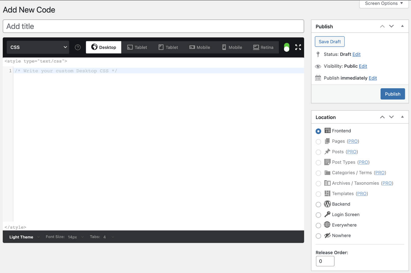 Add custom code to your web site with CodeKit Custom Codes Editor