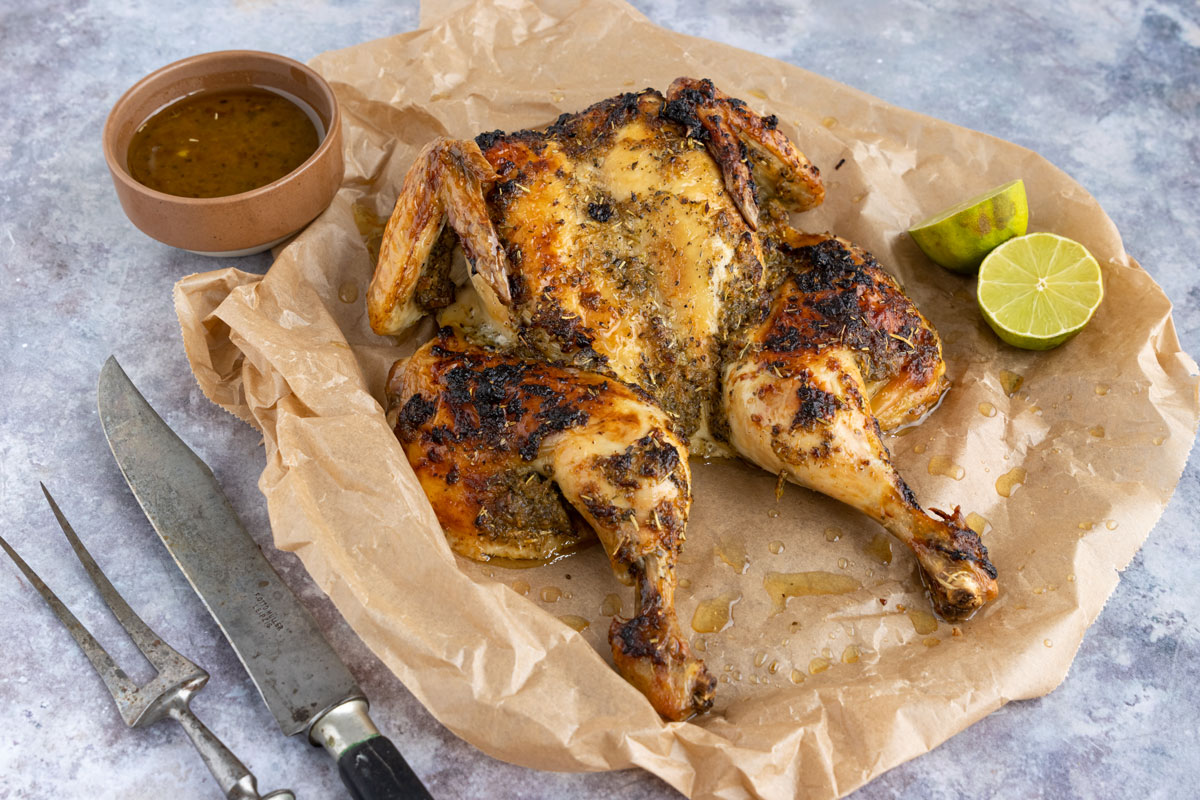 Roadkill Chicken Rezept für Platthuhn vom Blech Rezept eat.de