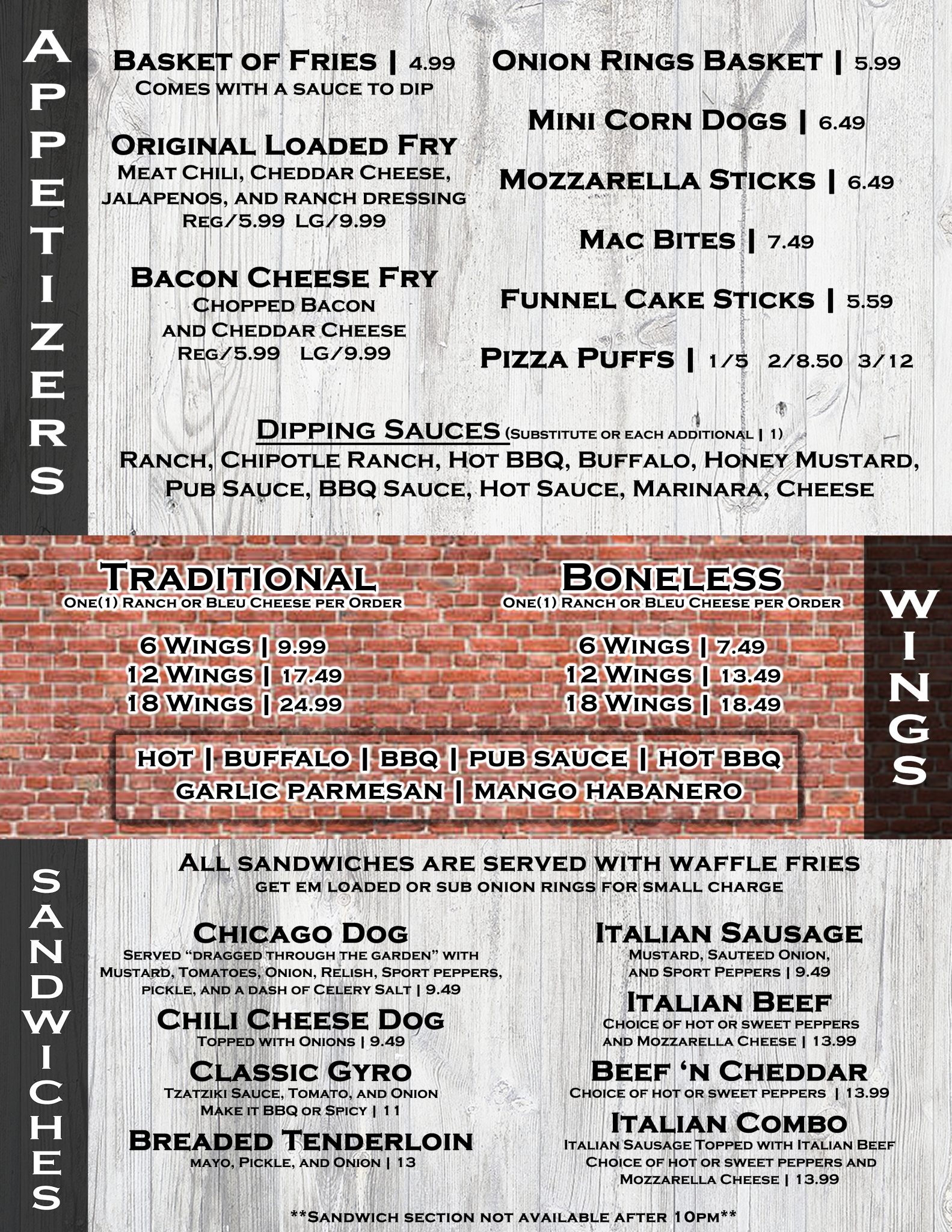 Food Menu AJ’s Burgers, Beef, & Beer